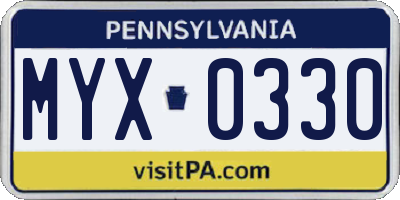 PA license plate MYX0330