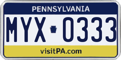 PA license plate MYX0333