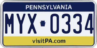 PA license plate MYX0334