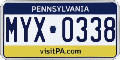 PA license plate MYX0338