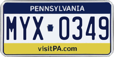PA license plate MYX0349