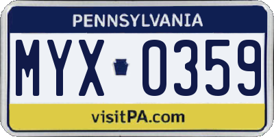 PA license plate MYX0359