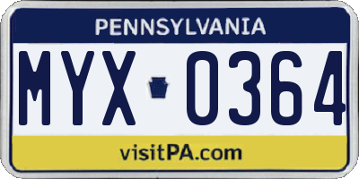 PA license plate MYX0364