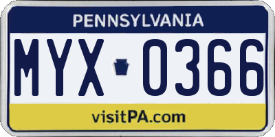 PA license plate MYX0366
