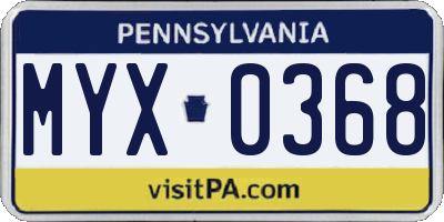 PA license plate MYX0368