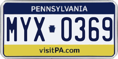 PA license plate MYX0369