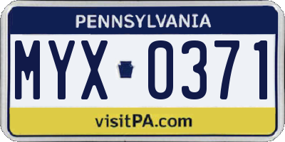 PA license plate MYX0371