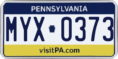 PA license plate MYX0373