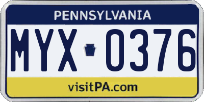 PA license plate MYX0376
