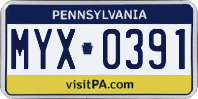 PA license plate MYX0391