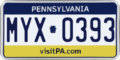 PA license plate MYX0393