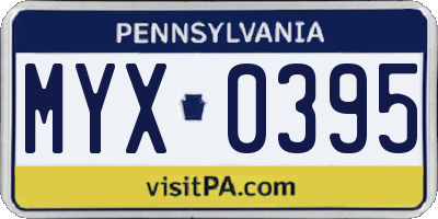 PA license plate MYX0395