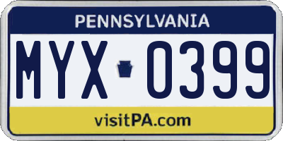 PA license plate MYX0399
