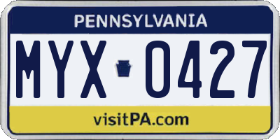 PA license plate MYX0427