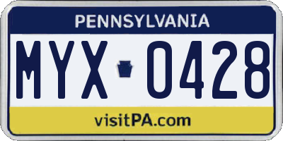PA license plate MYX0428