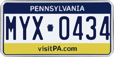 PA license plate MYX0434