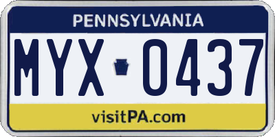 PA license plate MYX0437