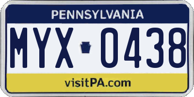 PA license plate MYX0438