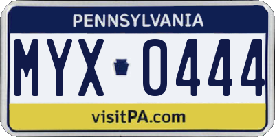 PA license plate MYX0444