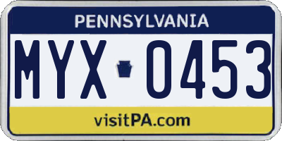 PA license plate MYX0453