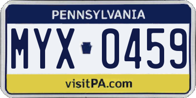 PA license plate MYX0459
