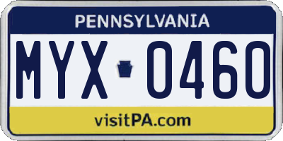 PA license plate MYX0460