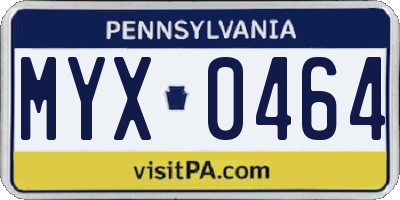 PA license plate MYX0464