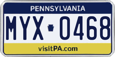 PA license plate MYX0468