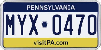 PA license plate MYX0470