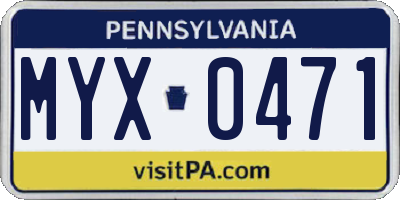 PA license plate MYX0471