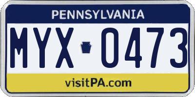 PA license plate MYX0473