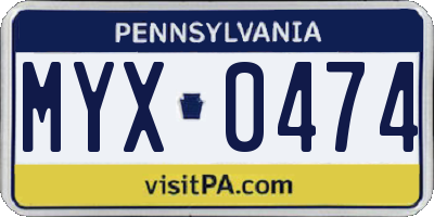 PA license plate MYX0474