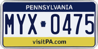 PA license plate MYX0475