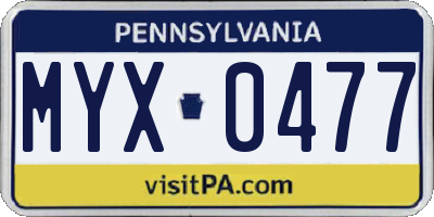PA license plate MYX0477