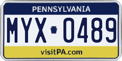 PA license plate MYX0489