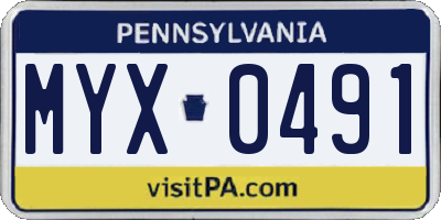 PA license plate MYX0491