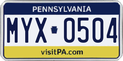 PA license plate MYX0504