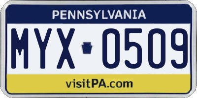 PA license plate MYX0509