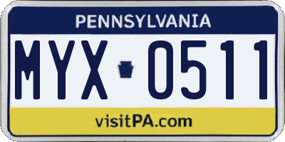 PA license plate MYX0511