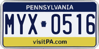 PA license plate MYX0516