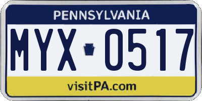 PA license plate MYX0517
