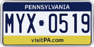 PA license plate MYX0519