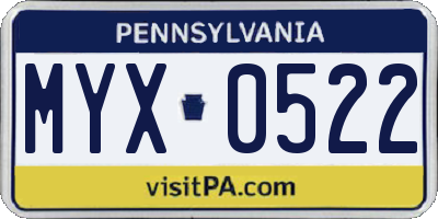 PA license plate MYX0522