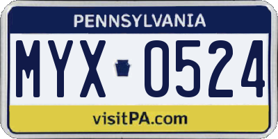PA license plate MYX0524