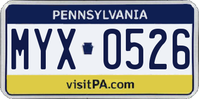 PA license plate MYX0526