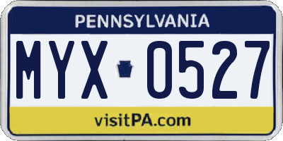PA license plate MYX0527