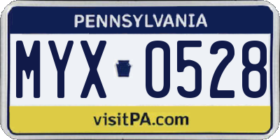 PA license plate MYX0528