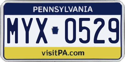 PA license plate MYX0529
