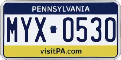 PA license plate MYX0530