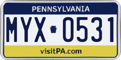 PA license plate MYX0531